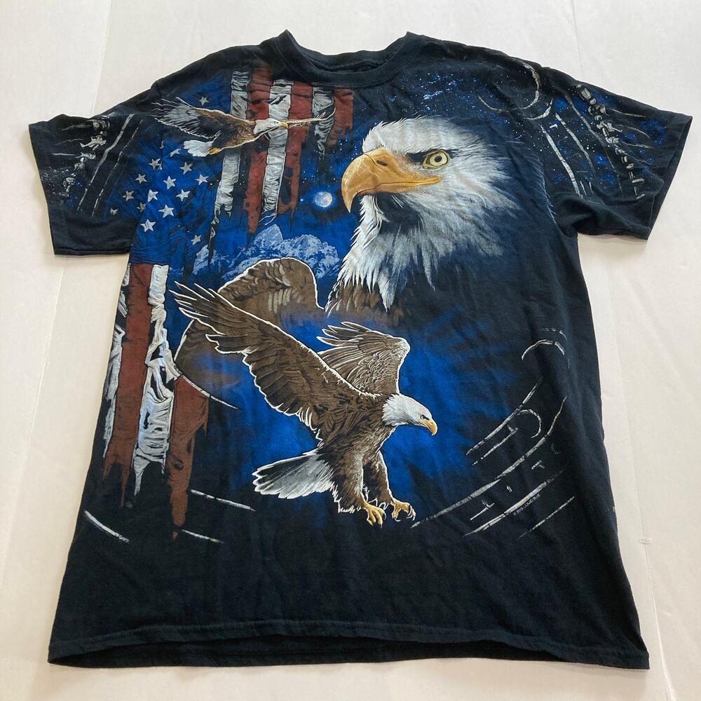 Liquid Blue American Bald Eagle 2019 All Over Print Double Sided T-Shirt Sz LG